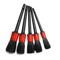 5 Different Sizes Natural Boar Hair Mixed Fiber Plastic Handle Car Detail Brushes for Cleaning Wheels, Engine, Interior, Emblems, Air Vents, Cars Esg12980